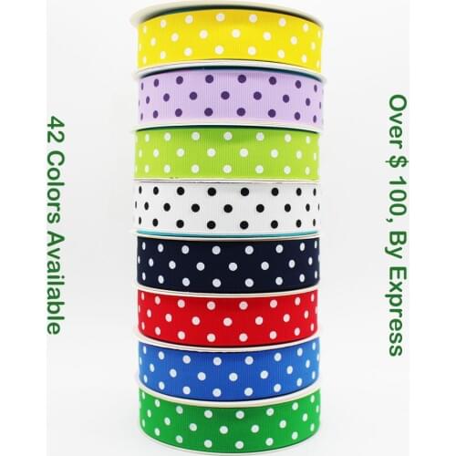 22 mm Grosgrain Printed Polka Dots Ribbon Wedding Decoration DIY Tape Gift Handmade Bow Hair Accessories