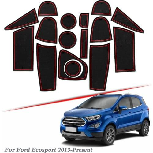 22pcs Car Styling For Ford Ecosport 2013-Present Latex Gate slot pad Interior Door Groove Mat Non-slip Mat dust Mat Accessory