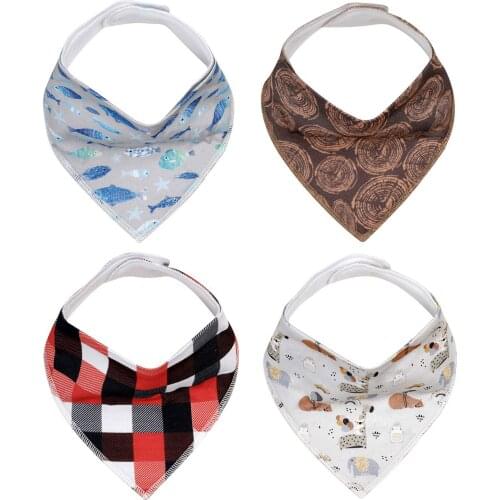 4Pcs Baby Bibs Unisex Newborn Baby Bandana Bibs for Drooling and Teething Organic Cotton Soft and Absorbent Hypoallergenic Bibs