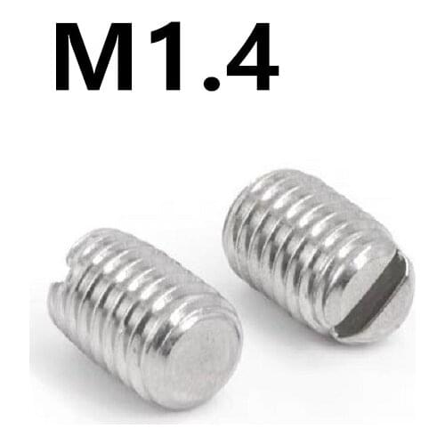 500pcs/lot M1.4x2/3/4mm GB73 DIN551 304 Stainless steel slotted set screw with flat point