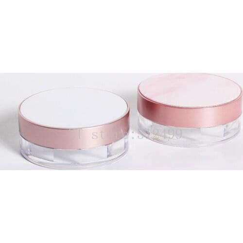 8.5g 30pcs Empty Cosmetic Round Pink/White Powder Refillable Jar, DIY Plastic Loose Powder Case with Sifter, Beauty Makeup Tool