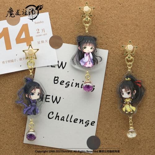 Grandmaster of Demonic Cultivation Crystal Glass Ball Keychain Anime MDZS Lan Wangji Wei Wuxian Acrylic Pendant Keyring Toy