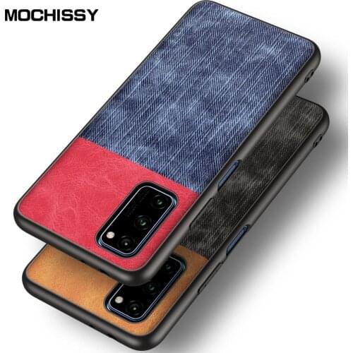 For Huawei Honor V30 Pro Case Shockproof Back Cover Denim Cloth Fabric Silicone Soft Edge Protect Case For Honor V30 Pro Case