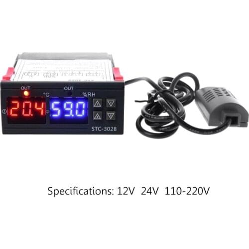 Digital Temperature and Humidity Controller Thermostat and Humidistat Double Display AC 110V 220V DC 12V 24V 10A