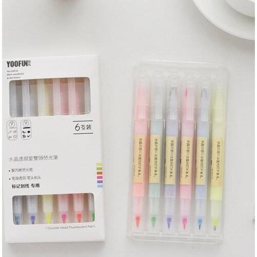 Soft color fluorescent marker pen 6 color tasteless candy color hand account pen double head color marking key points