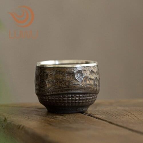LUWU ceramic teacup silver tea cup chinese kung fu cup drinkware 60ml