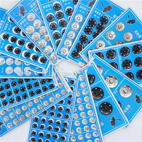 Snap Buttons Black Silver Metal Fasteners Press Button 8/12/16/18/20mm Iron Stud Plating Round Button Garment Sewing Accessories