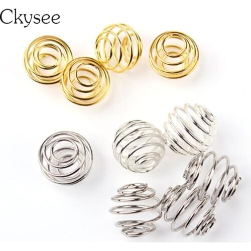 50pcs/lot Gold/Silver/Rhodium Color Spring End Caps Crimp Beads Covers Connectors for Diy Necklace Jewelry Making Materials