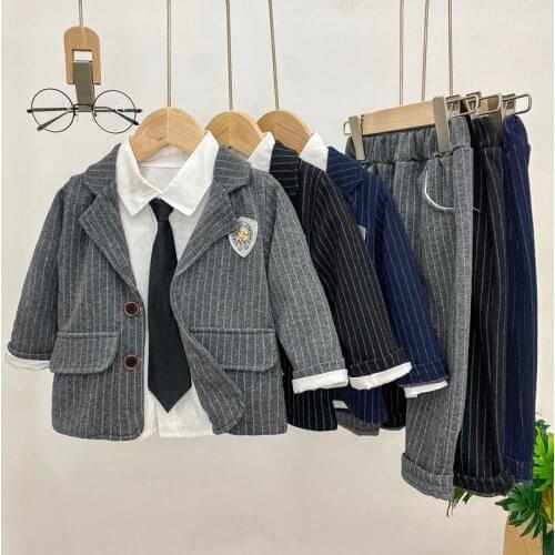 2021Children Clothing Baby Boy Clothes Sets Kids Denim Coat+Shirt+Pants 3Pcs Outfits Suit Autumn Winter Toddler Boy Tracksuits