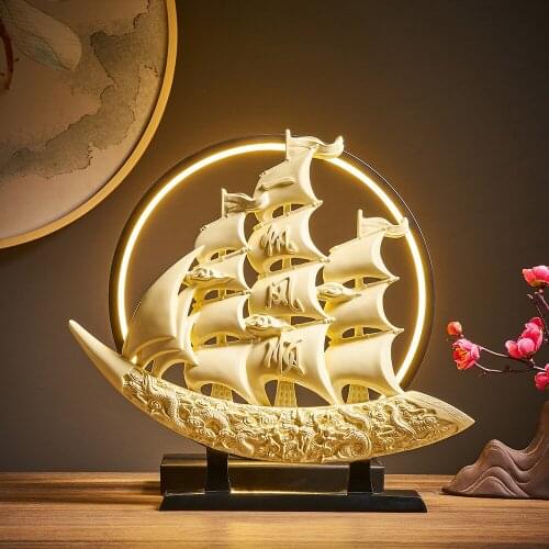 Creative Resin Sculpture Smooth Sailing Sailing Statue Nordic Home Decor Change Feng Shui Living Room Decor Office Accessories