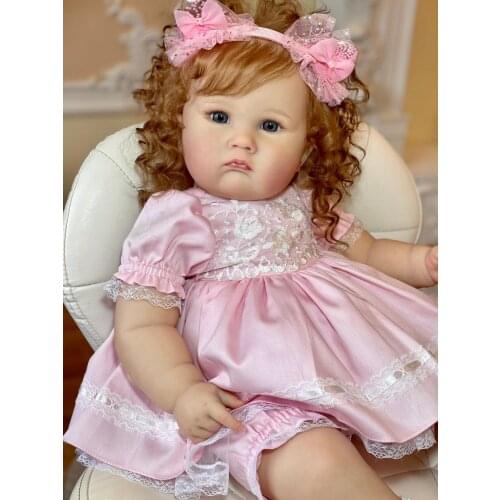 24 Inches Bebe Reborn Dolls Charlltte girl toddler Realistic pink dress Baby Doll Soft Cloth Silicone Surprice Children Gift