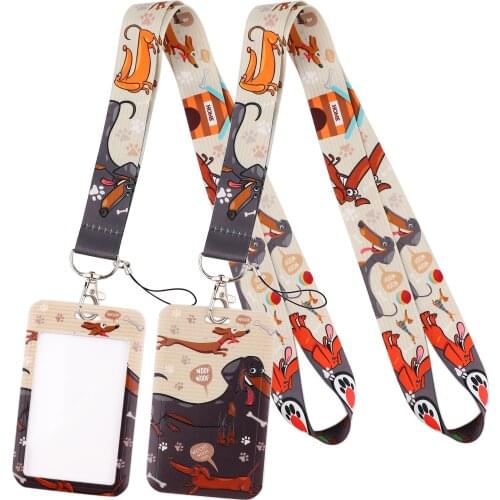 LT1133 Dachshund Dogs Neck Strap Lanyards Keychain Badge Holder ID Card Pass Hang Rope Lariat Lanyard for Key Rings Accessories