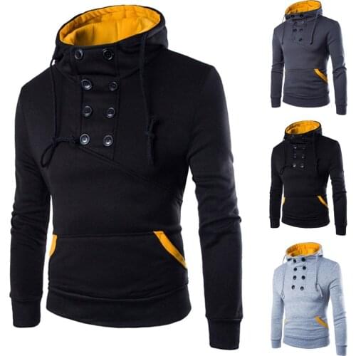 Men Sweatshirts Top Autumn Long Sleeve Patchwork Hoodie Hooded Sweatshirt Top Tee Autumn Outwear Blouse Dropshipping