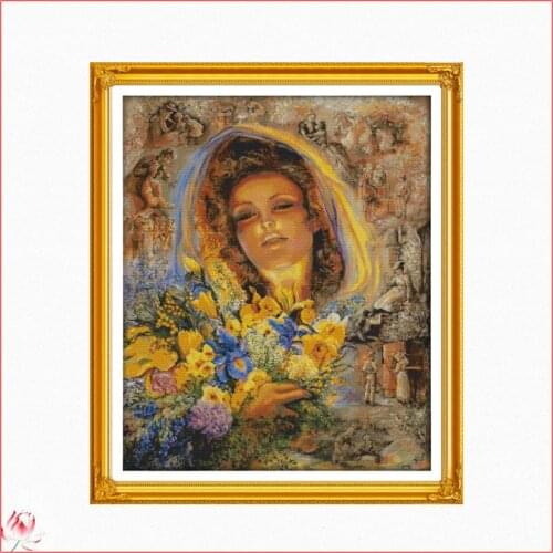 Art Abstract Woman Printied Cross Stitch Kit Pattern Traditional Embroidery 11CT 14CT Needlework Traditional Craft Home Deco