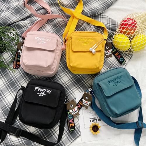 New fashion small square bag solid color canvas bag casual shoulder bag cross-body bag zipper mail bag lady light shoulder bag