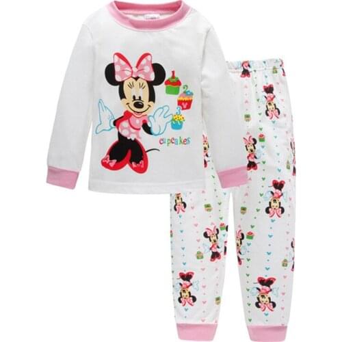 Minnie Girls Clothes Cartoon Thermal Underwear Baby Girl Clothes Princess Elsa Kids Clothes Pajamas Childrens Clothing 2 to 7