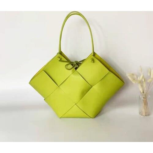 Real leather casual totes bag weave shoulder bags cow leather Shopping bag