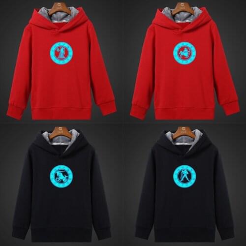 Constellations Aries Sagittarius Aquarius Fluorescent Luminous Mens Hoodies Winter Hooded Casual Coat Unisex Tops Sweatshirt