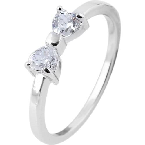 Bowknot Wedding Ring With Crystal Compatible With European Original Jewelry Gift