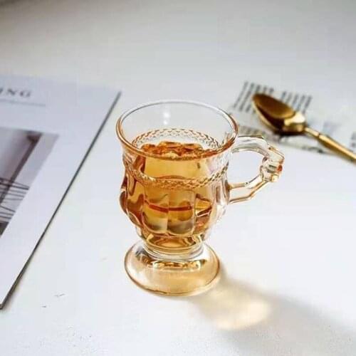 Heat Resistant Thick Glass Cup Luxurious European Style Teacup Coffee Cup