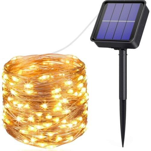 12M 22M Solar Outdoor Garden Garland LED String Fairy Lights Holiday Light Decoration Christmas Lights Waterproof New Year Decor