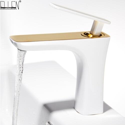Vidric Bathroom Faucet Basin Faucets Hot and Cold Water Basin Mixer Tap White Gold Finish Brass Toilet Sink Water Crane Chrome E
