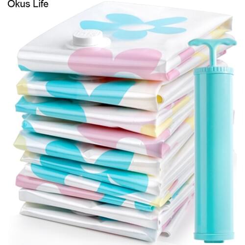 Large Capacity 11pcs/set Thickened Vacuum Compressed Storage Bag Hand Pump Reusable Blanket Clothes Quilt Storage Bag Organizer