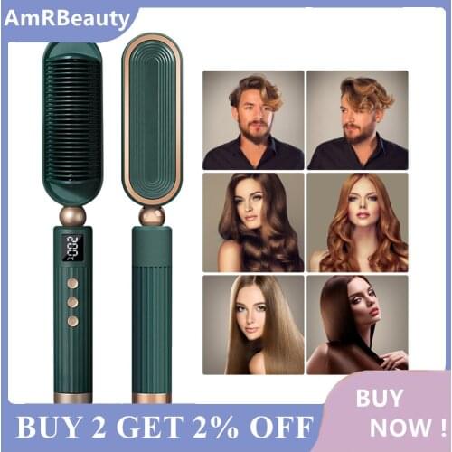 Hair Straightener Hair Comb Brush Curler Hair Flat Iron Negative Heating Combs Iron Straightener Brush Hair Styling Tools