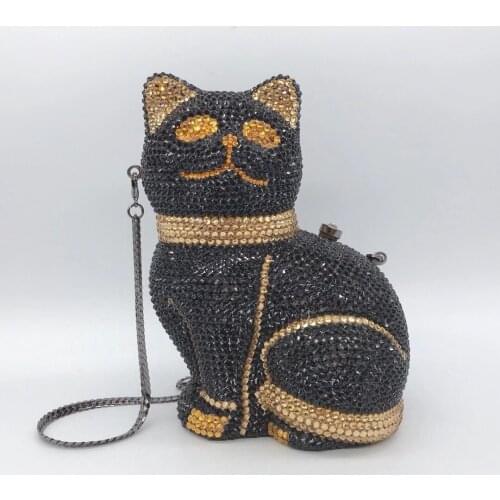 High-End Full Rhinestone Evening Crystal Clutch Party Bag Luxury Elegant Cat Shape Wedding Diamond Dinner Banquet Clutches