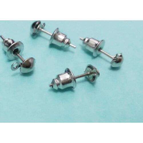 Earrings findings earring clasp holder charms dangles jewelry making Studs w/bullet shape back stopper Loop pins needles brincos