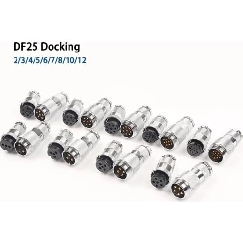 1Set DF25 GX25 Aviation Wire Connectors Butt TYPE Female Male lectric Docking Aviation Plug Socket 2/3/4/5/6/7/8/10/12 Pin