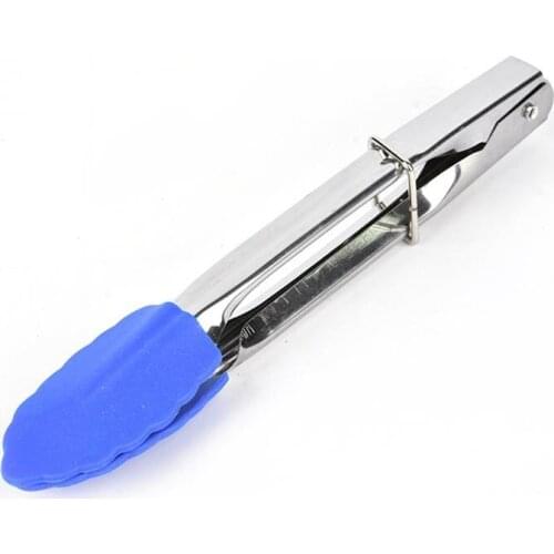 1Pcs Silicone Grilling Tong Stainless Steel Heat Proof Barbecue Clip Home Non-Stick Bread Toast Salad Clip Kitchen Tool Utensils