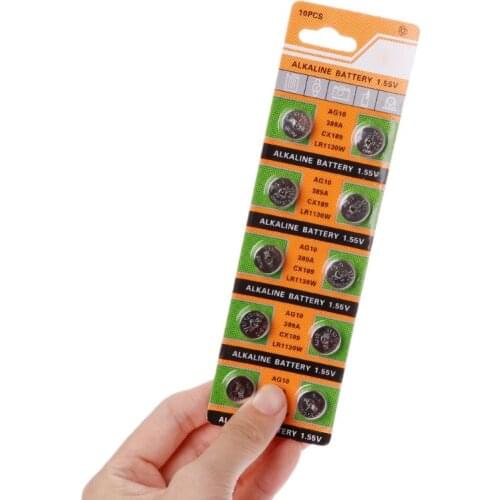 10PCS Button Coin Cell Battery AG10 1.5V Watch Batteries SR54 389 189 LR1130 SR1130 Toys Control Remote