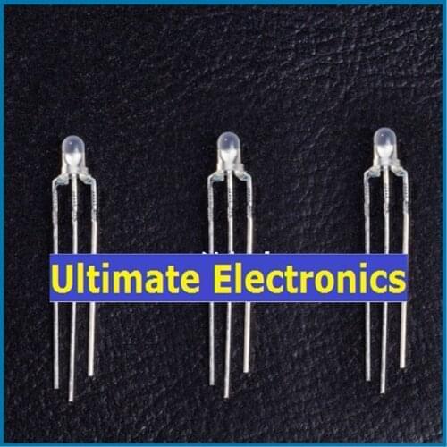 100pcs Common Cathode/Anode 3MM LED Dissfused two color red and blue 3Pin
