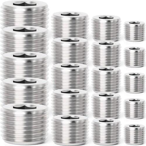 20Pcs Stainless Steel Internal Hex Thread Socket Pipe Plug Fitting 1/8 inch 1/4 inch 3/8 inch 1/2 inch NPT Male Tubing