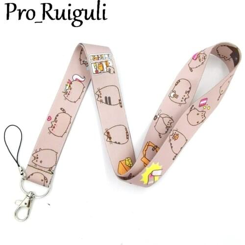 30pcs Colorful Cartoon Black cat Sphynx Neck Strap Lanyards ID badge card holder keychain Mobile Phone keyring couple key gifts