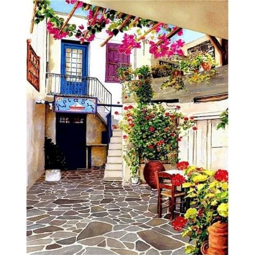 Acrylic Paint By Numbers Landscape DIY Frameless Oil Painting By Numbers On Canvas Scenery 60x75cm Digital Hand Painting