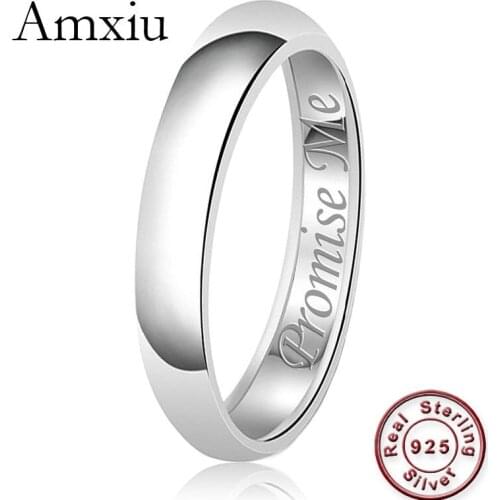 Amxiu Customize Name Ring Personalized Names Rings 100% 925 Sterling Silver Rings For Women Lovers Surprise Gifts Finger Jewelry