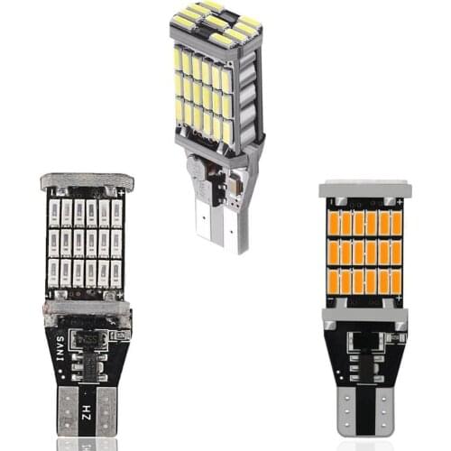 2PCS T15 921 W16W 45 SMD 4014 LED Auto Additional Lamp CANBUS NO ERROR Reverse Lights Car Daytime Running Light White DC 12V NEW