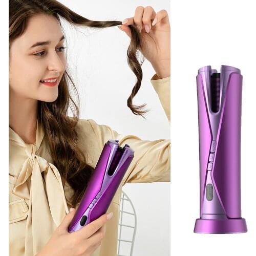 Wireless Automatic Curling Iron USB Rechargeable Portable Ceramic Coating Anti-Scalding Curling Iron Timer Temperature Settings