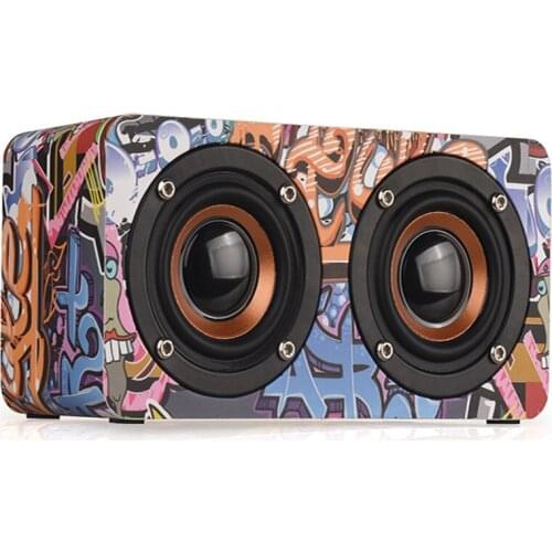 Graffiti Bluetooth Speaker Portable Computer Speakers Fashion Phone Function Wireless Audio Home Stereo Wooden Speaker Small
