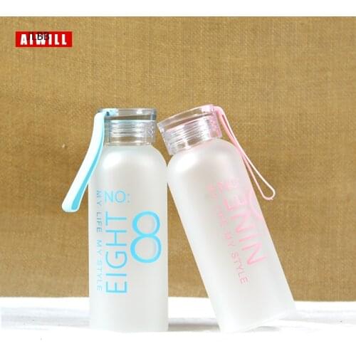Frosted/Clear Glass Water bottle Healthy Water Container Fashion Lemon Water Bottle Drink Bottles Outdoor Picnic home 480