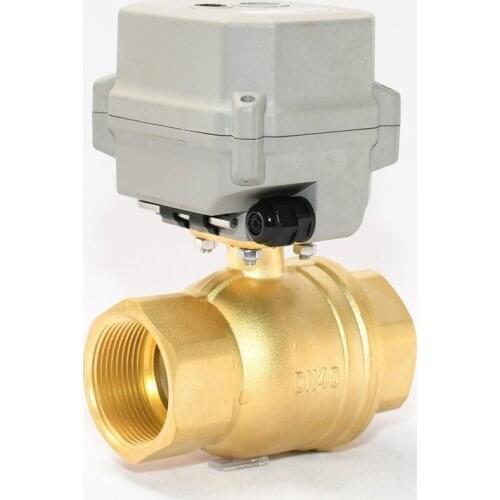 DC12/24V 11/4''-2'' 2-Way Motorized Valve DN32-DN50 Full Bore Electric Brass Ball Valve With Manual Override