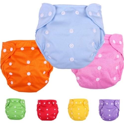 Baby Diapers Washable Reusable Nappies Adjustable Grid Cotton Training Pants Cloth Diaper Breathable Cover for Infant Boys Girls