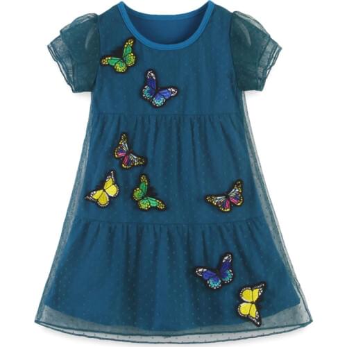 Baby Girls New Designed Summer Clothes Applique Some butterflies Kids Dresses Sleeves Clothing 2-7T 2020