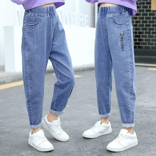 Jeans For Girls Solid Color Kids Denim Pants Spring Autumn Teenager Casual Style Childrens Jeans Clothes 6 8 10 12 13Years Old