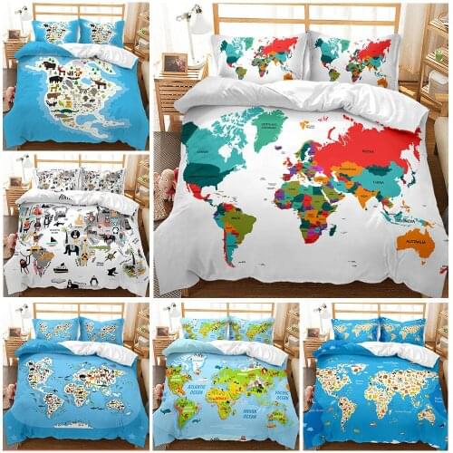 Elegant Color Map Bedding Sets 2021 Fashion Quilt Cover Pillow Case Duvet Bed 3D Digital Printing Color Map Quilt Cover Kit Cool