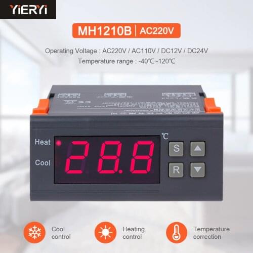 10A AC220V Electronic Digital Display Thermostat MH1210B Intelligent Temperature Control Regulator with Internal Alarm