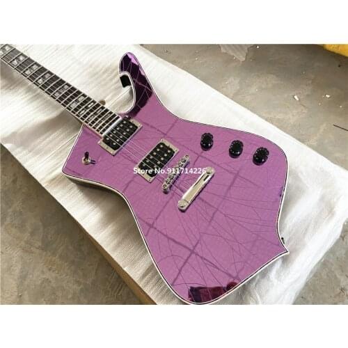 Custom version of purple acrylic mirror electric guitar can be customized free shipping