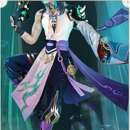 Anime Genshin Impact Xiao Cosplay Costume Carnival Halloween Party Performance Outfit Props Men Suit Genshin Impact Costumes
